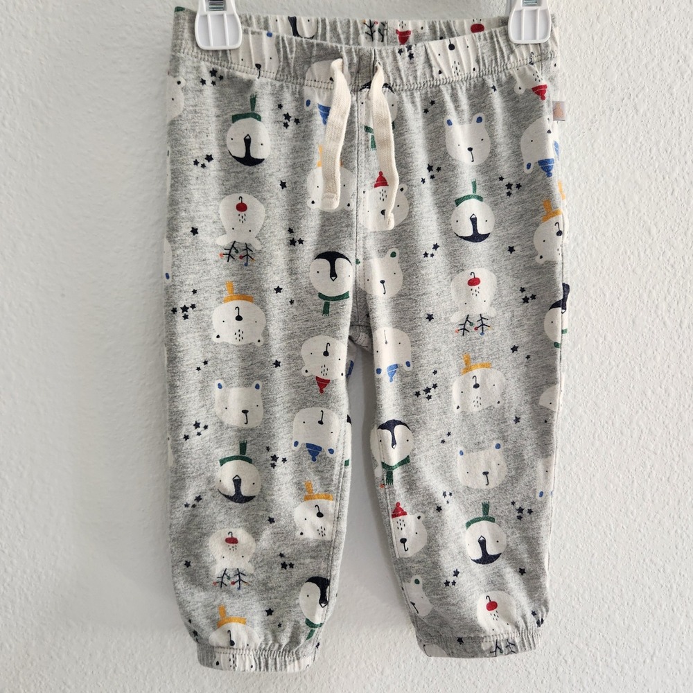 Baby Gap 100% cotton Christmas Winter Jogger Pants 12-18 M Polar Bear Penguin